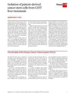 Isolation of patient-derived cancer stem cells from GIST liver metastasis