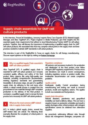 Supply chain essential for GMP cell culture products - expert interview product image