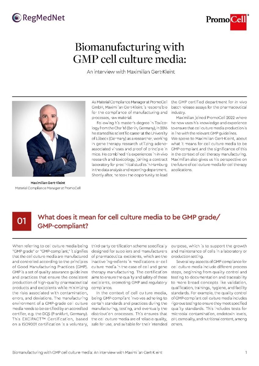 GMP-grade cell culture - expert interview product image