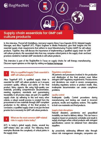 Supply chain essential for GMP cell culture products - expert interview product image