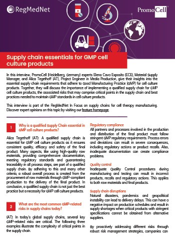 Supply chain essential for GMP cell culture products - expert interview product image